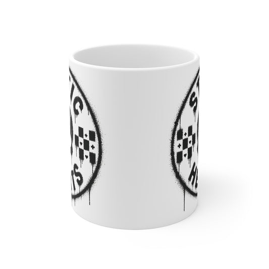 Static Hearts Skull Coffee Mug alternative graphic t-shirt by Static Hearts inspired by pop punk, emo and horror.