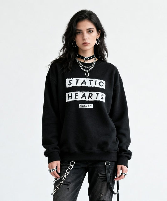 Static Hearts Sweatshirt alternative graphic t-shirt by Static Hearts inspired by pop punk, emo and horror.