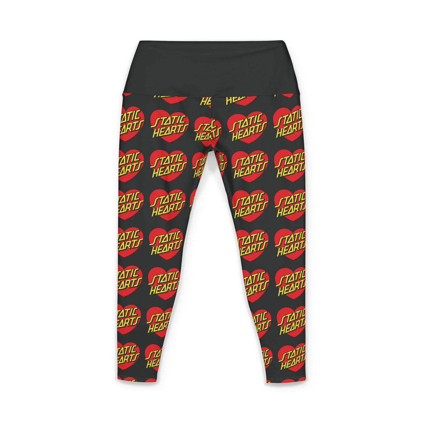 Static Heart Patterned Yoga Pants — Women's All-Over-Print Active Leggings