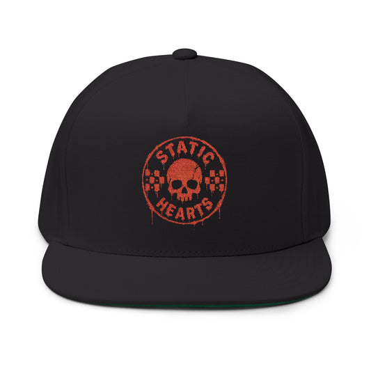 Static Hearts Skull Snapback alternative graphic t-shirt by Static Hearts inspired by pop punk, emo and horror.