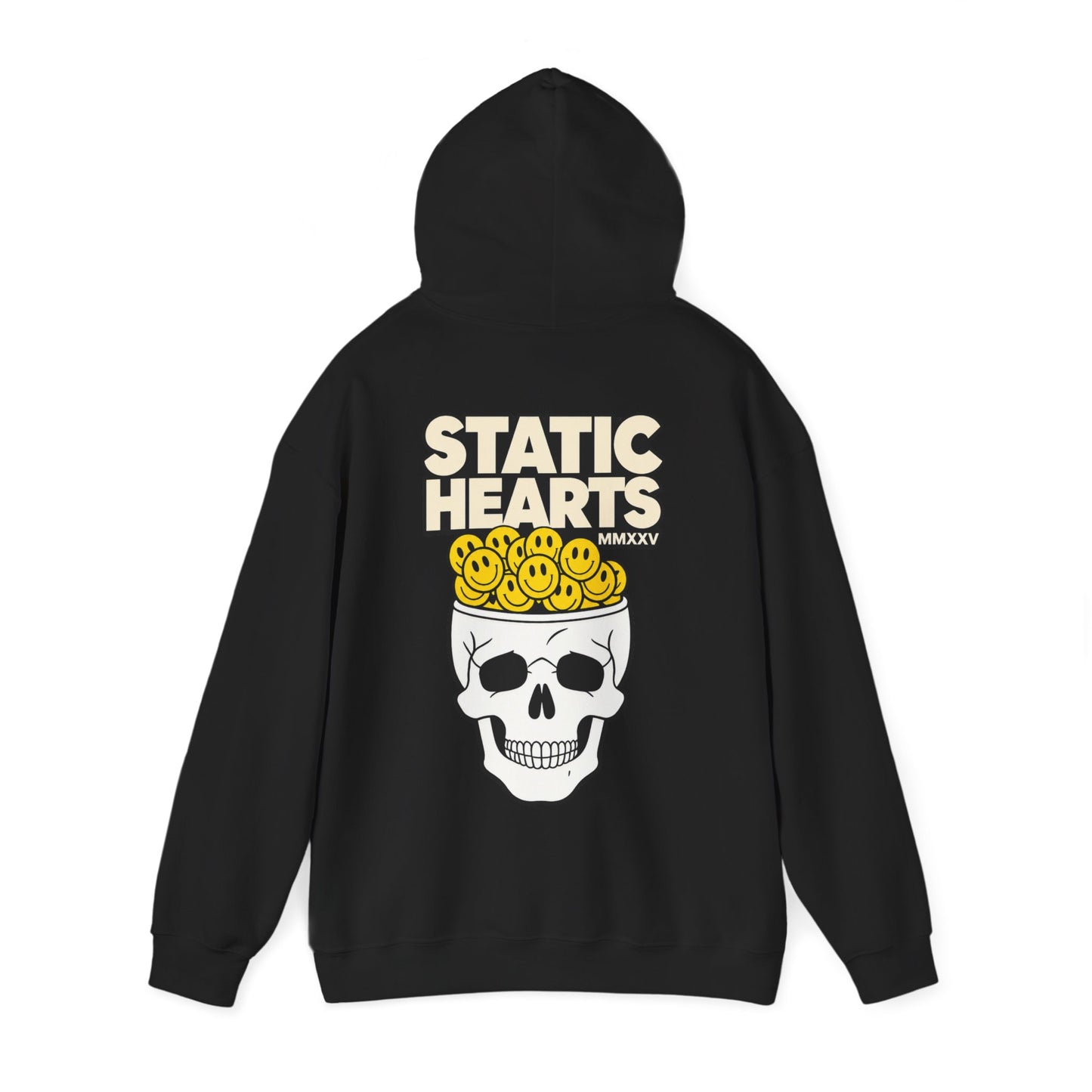 Static Hearts Smiley Skull Hoodie