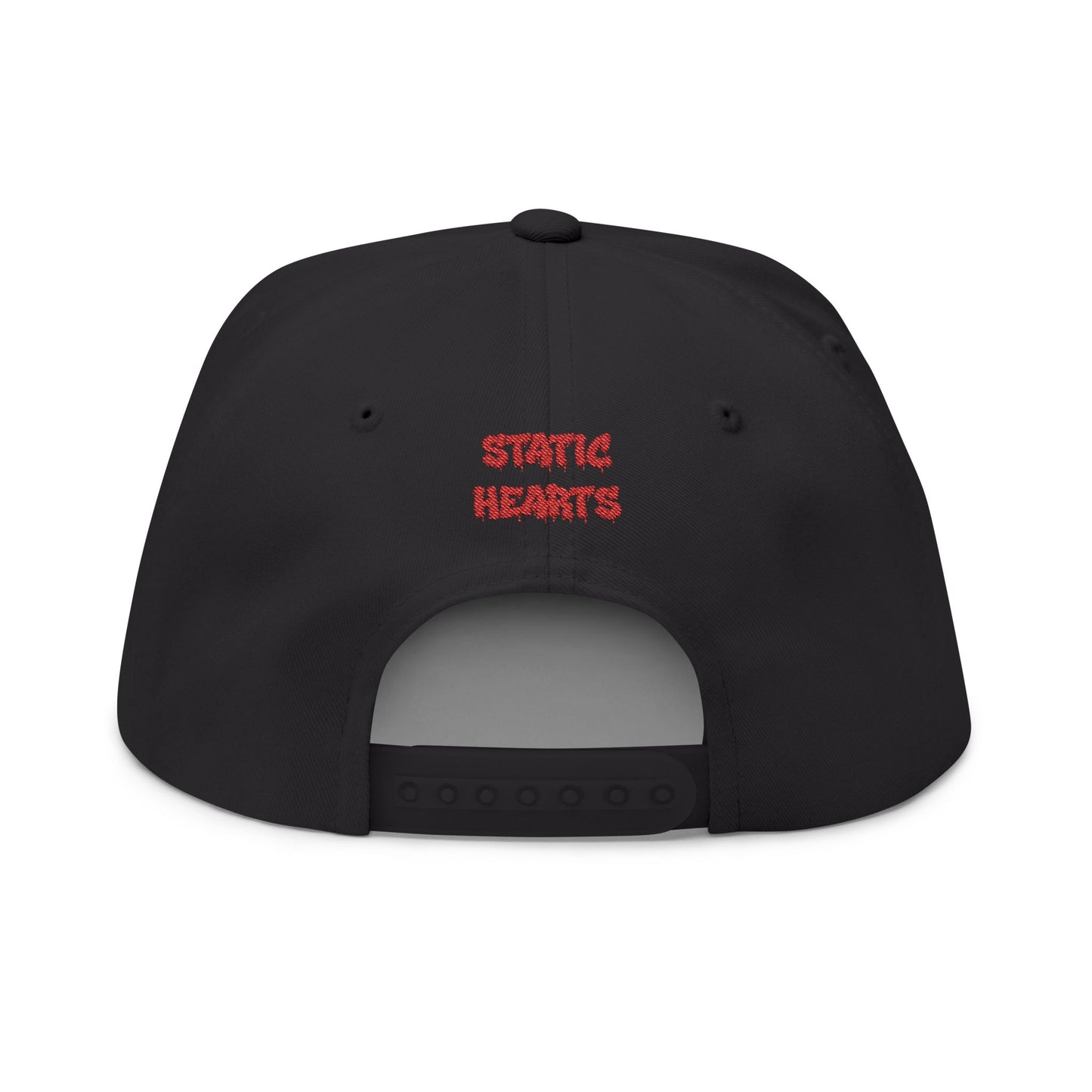 Static Hearts Skull Snapback alternative graphic t-shirt by Static Hearts inspired by pop punk, emo and horror.