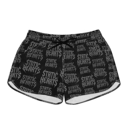 Black All-Over Print Static Hearts Womens Shorts