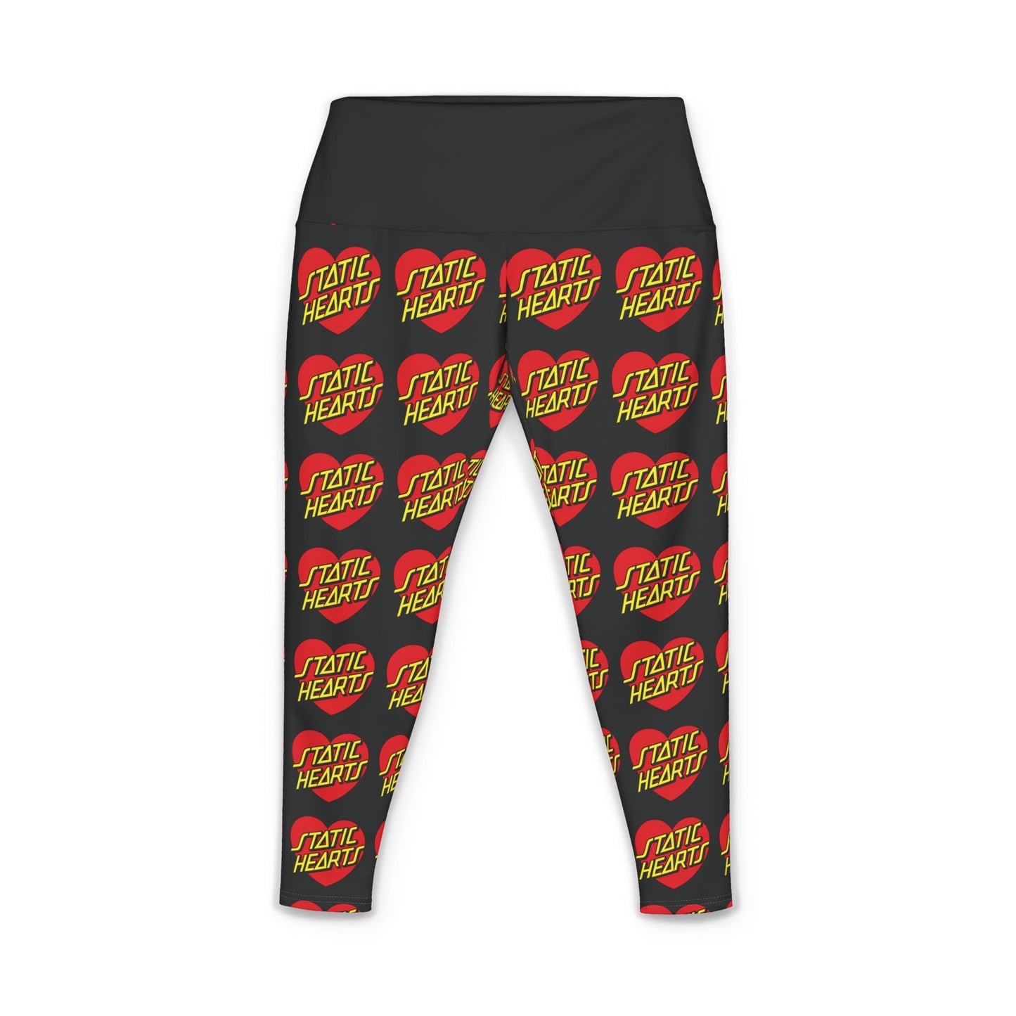 Static Heart Patterned Yoga Pants — Women's All-Over-Print Active Leggings