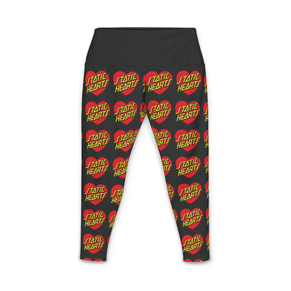 Static Heart Patterned Yoga Pants — Women's All-Over-Print Active Leggings