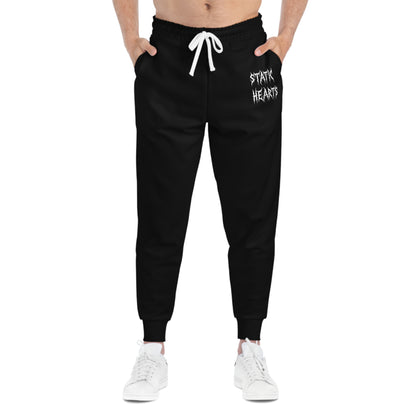 Static Hearts Athletic Joggers — Black Graphic Sweatpants