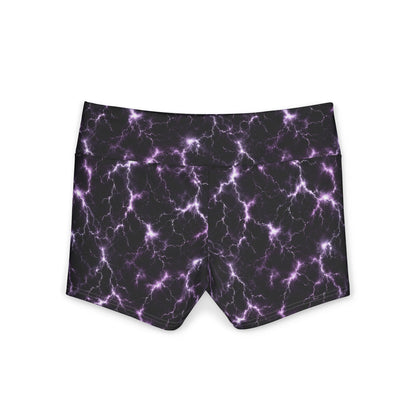 Yoga Shorts - Purple Lightning Print Women's Activewear