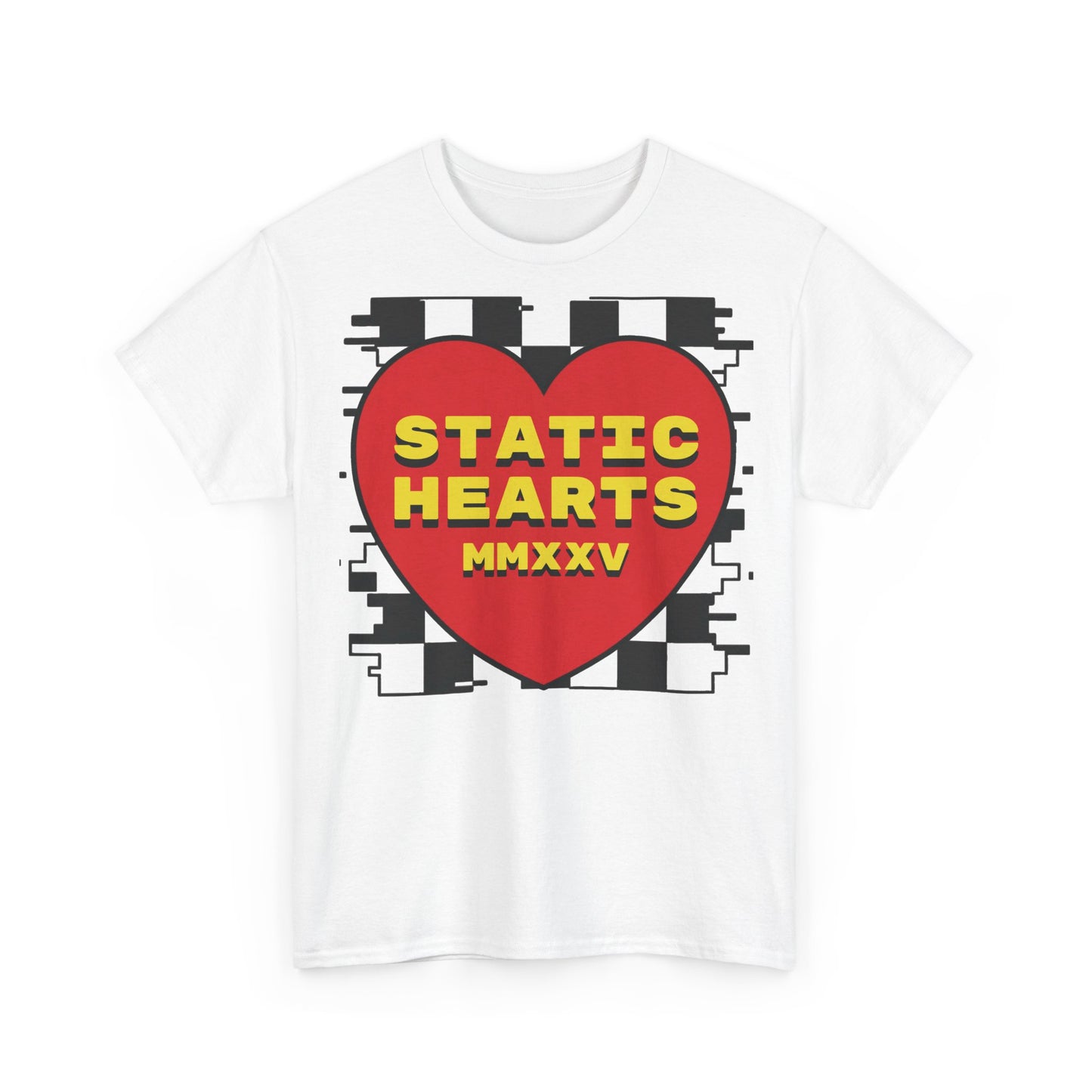 Retro Static Hearts Checkerboard T-Shirt