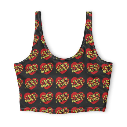Sports Bra — Vintage 'Static Hearts' Logo All-Over Print
