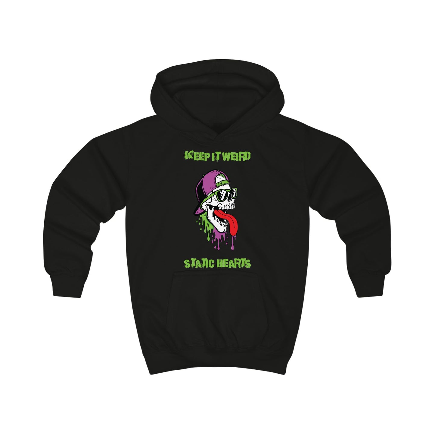 Keep it Weird Kids Hoodie alternative graphic t-shirt by Static Hearts inspired by pop punk, emo and horror.