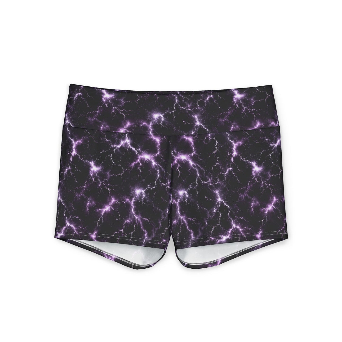 Yoga Shorts - Purple Lightning Print Women's Activewear