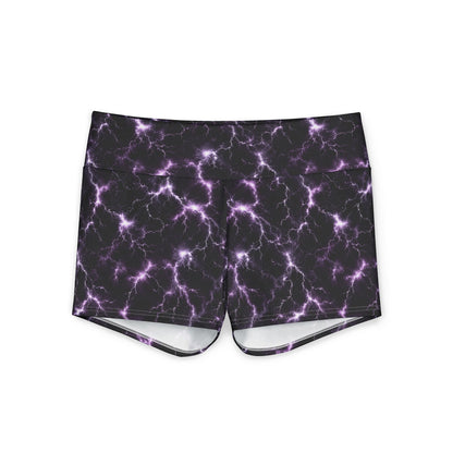 Yoga Shorts - Purple Lightning Print Women's Activewear