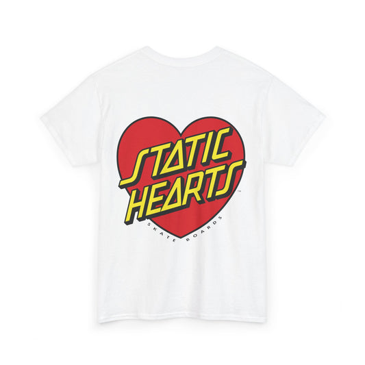 Static Hearts Skateboard T-Shirt alternative graphic t-shirt by Static Hearts inspired by pop punk, emo and horror.