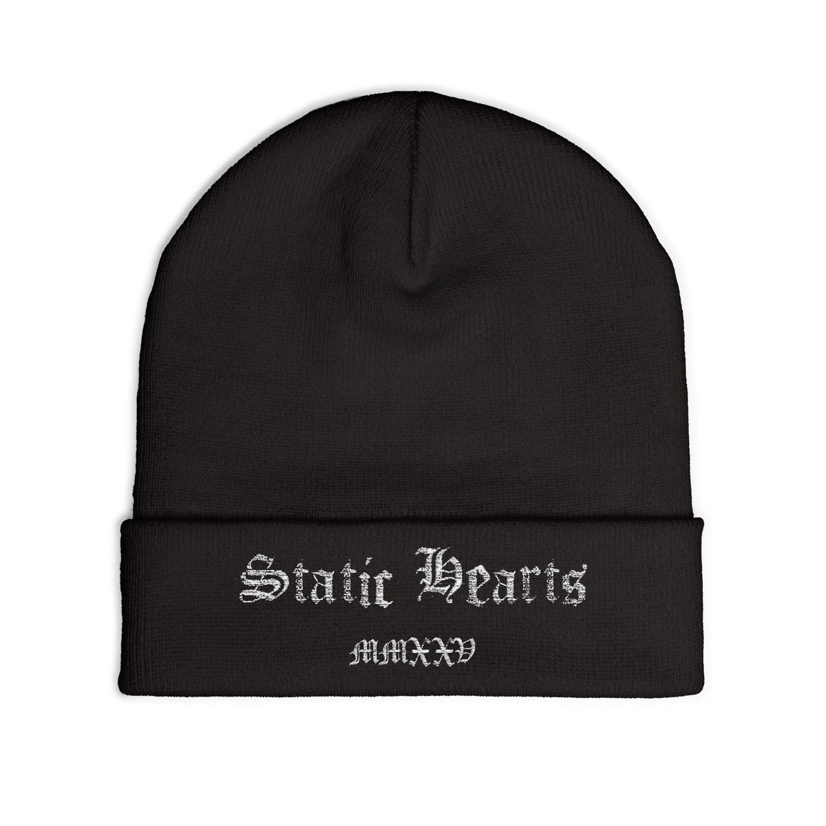 Black Static Hearts Beanie