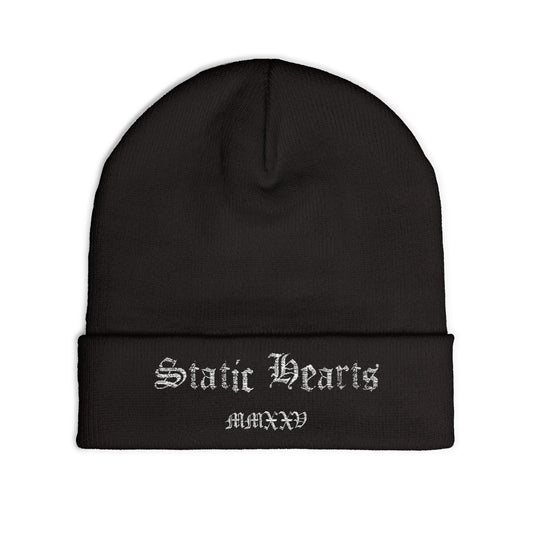Black Static Hearts Beanie