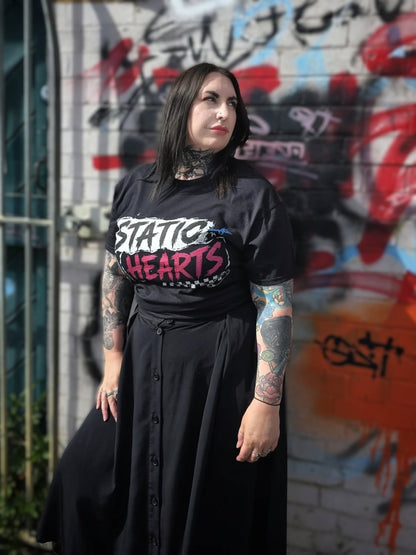 Static Hearts Punk Rock Graphic T-Shirt alternative graphic t-shirt by Static Hearts inspired by pop punk, emo and horror.