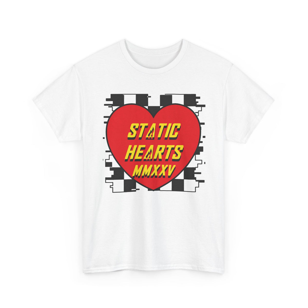 Retro Static Hearts Checkerboard T-Shirt