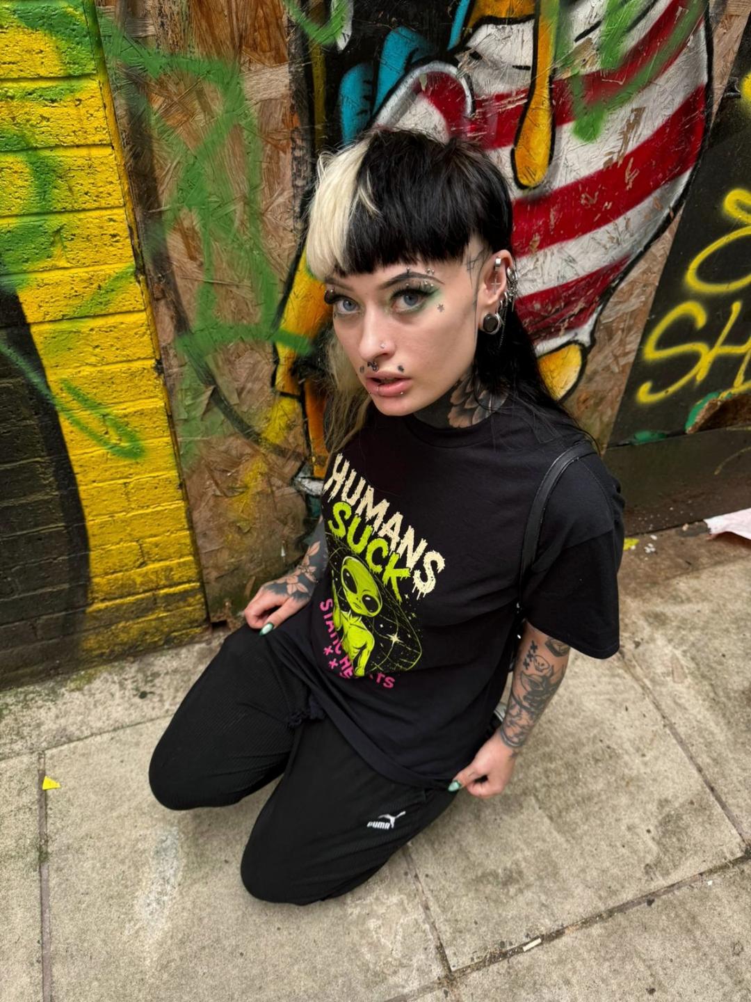 Humans Suck T-Shirt alternative graphic t-shirt by Static Hearts inspired by pop punk, emo and horror.
