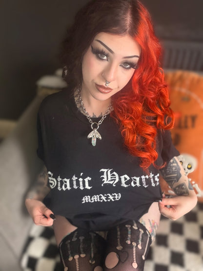 Black Classic Logo T‑Shirt alternative graphic t-shirt by Static Hearts inspired by pop punk, emo and horror.