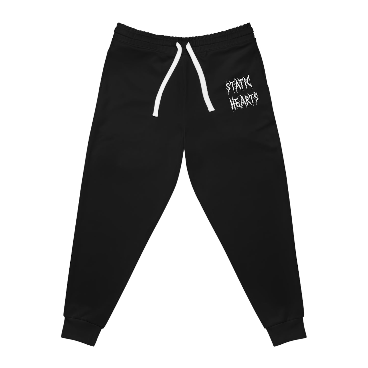 Static Hearts Athletic Joggers — Black Graphic Sweatpants
