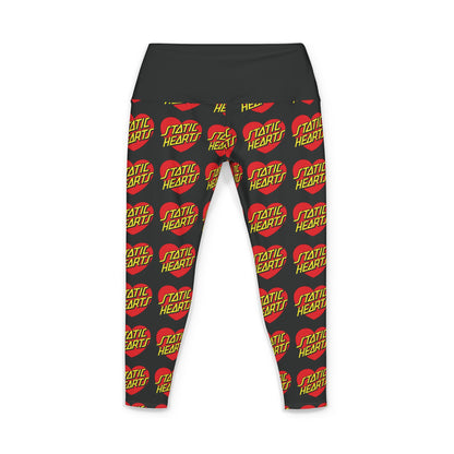 Static Heart Patterned Yoga Pants — Women's All-Over-Print Active Leggings