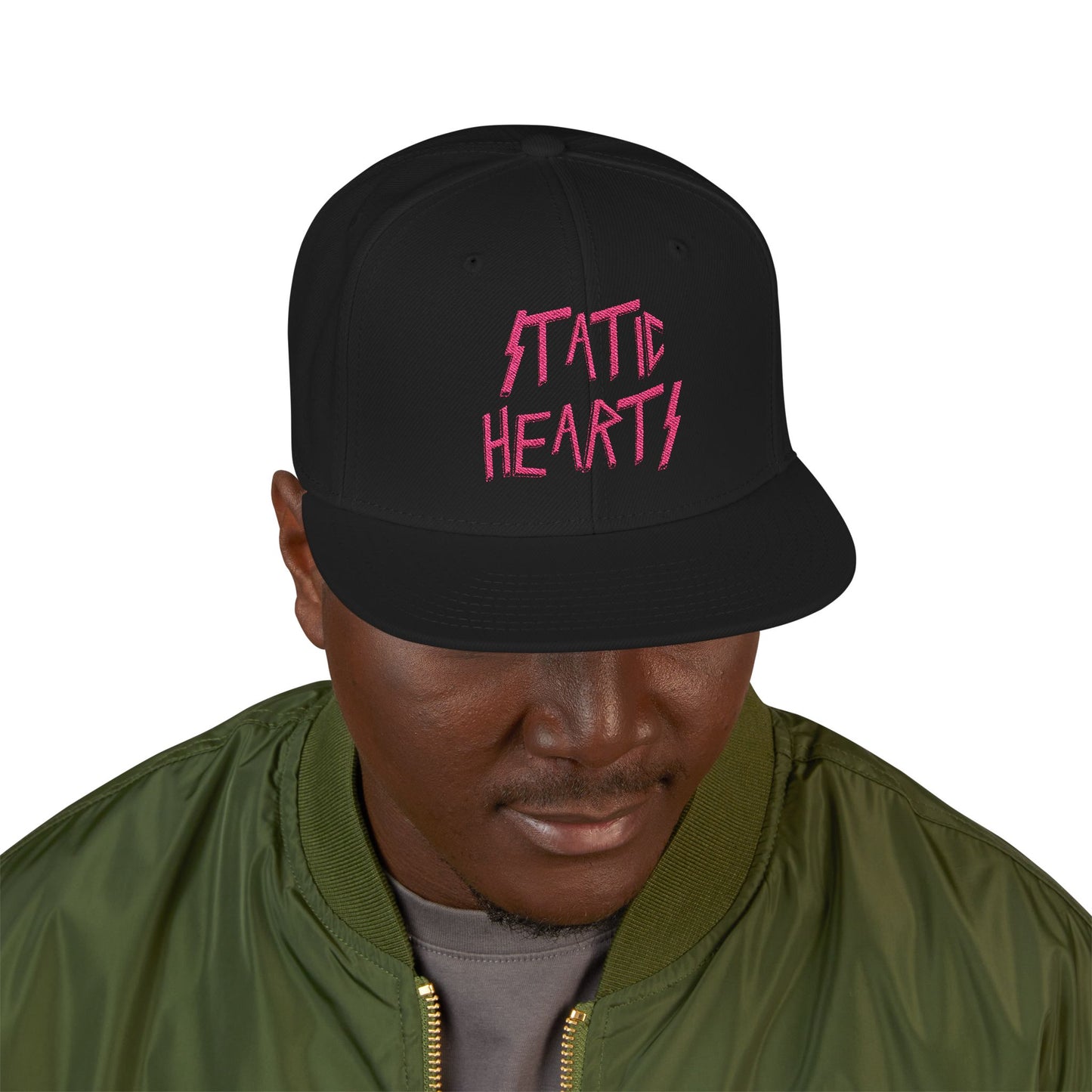 Jagged Static Hearts Snapback Hat