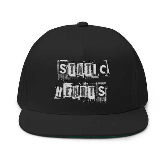 Scrapbook Design Snapback Printify embroidered cap in black with streetwear punk zine graphic styling