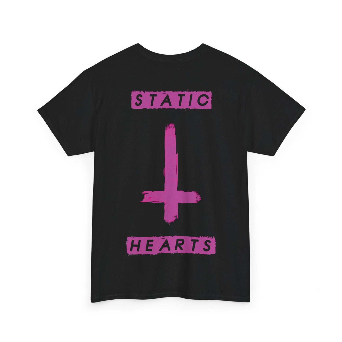 Neon Pink Inverted Cross T-Shirt alternative graphic t-shirt by Static Hearts inspired by pop punk, emo and horror.