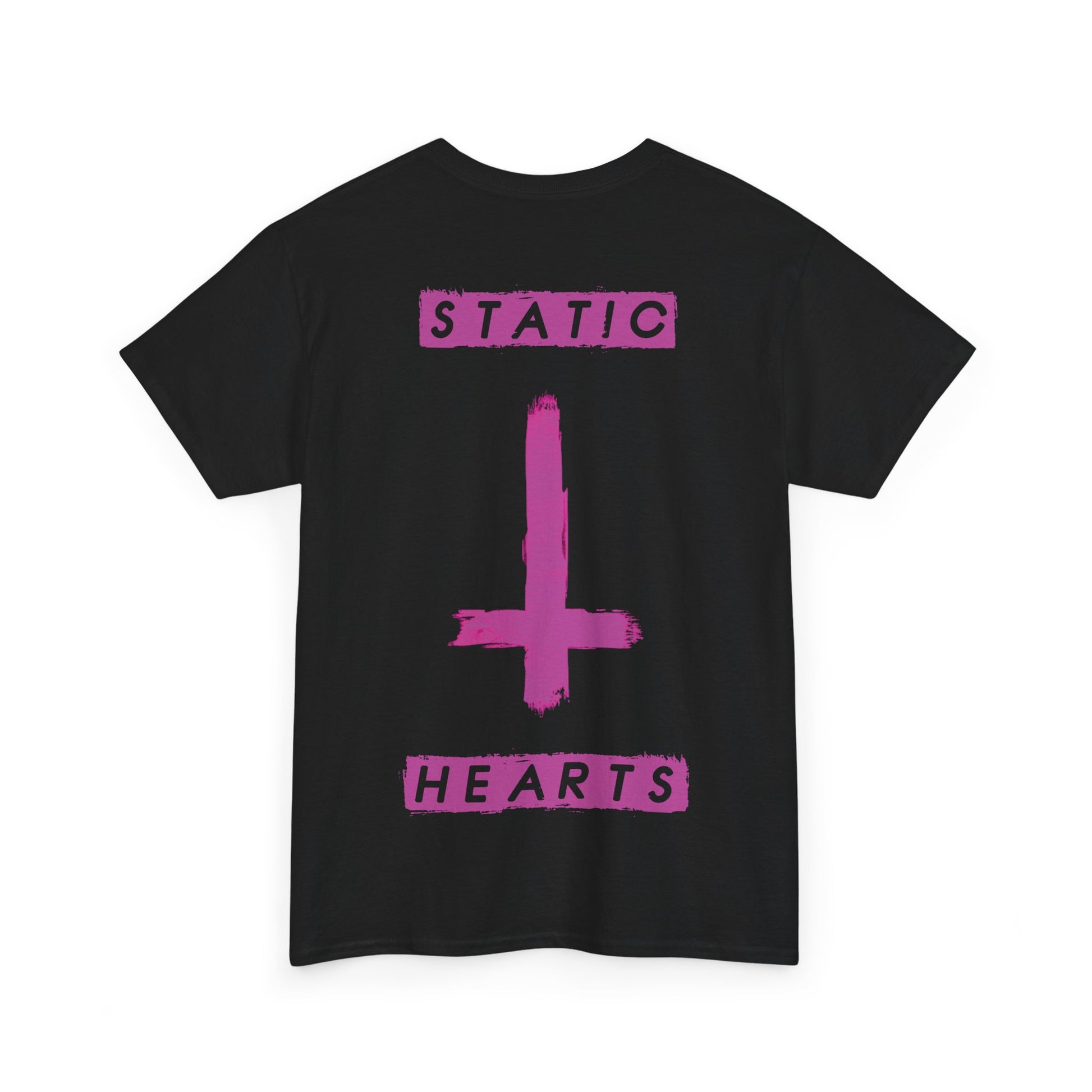 Neon Pink Inverted Cross T-Shirt alternative graphic t-shirt by Static Hearts inspired by pop punk, emo and horror.